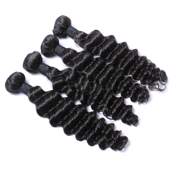 Deep wave wavy wefted human hair extensions CX067